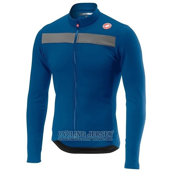 2019 Cycling Jersey Castelli Puro 3 Blue Black Long Sleeve And Bib Tight